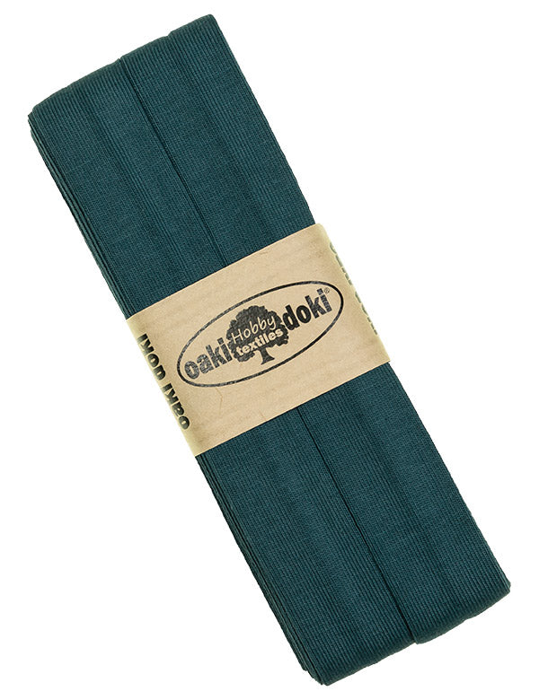 Jersey Schrägband dunkelpetrol gefaltet 40/20mm oaki doki