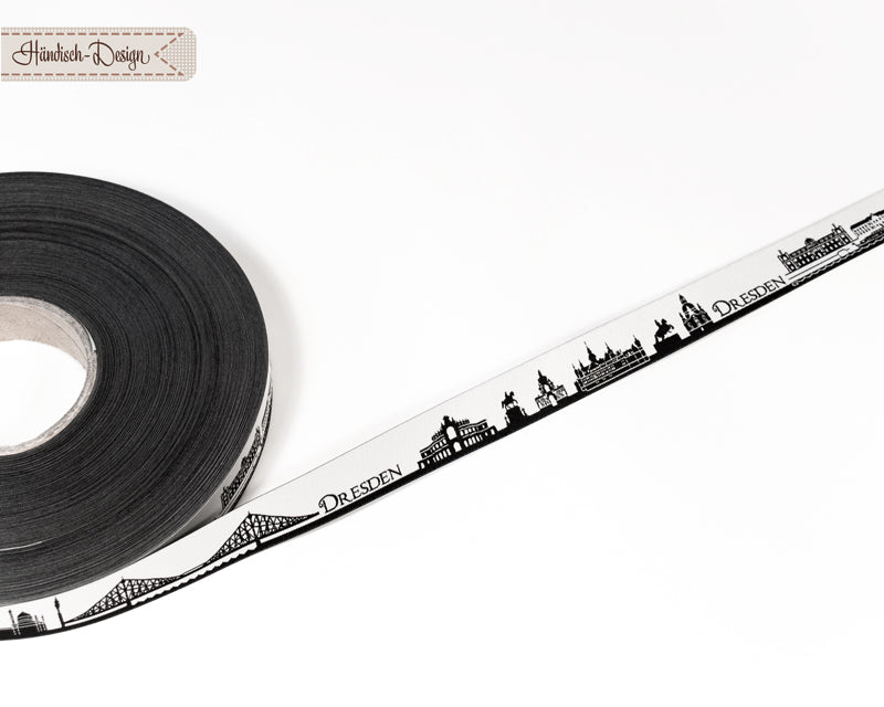 Dresden Skyline Webband schwarz/weiß