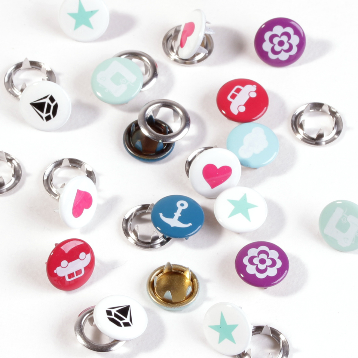 10 Jersey-Druckknöpfe 10mm Metallkappe Nähmaschine Snaply