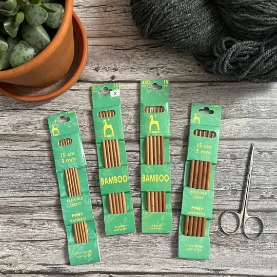 Nadelspiel 3mm 15cm Bambus Pony Doppelspitzennadeln
