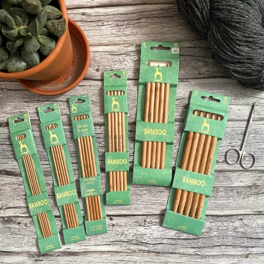 Nadelspiel 5,5mm 20cm Bambus Pony Doppelspitzennadeln