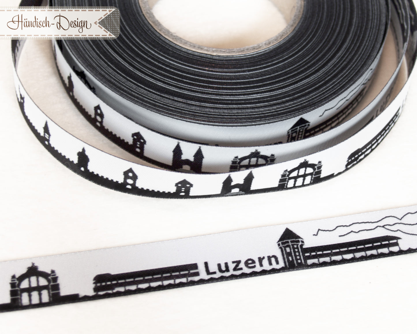 Luzern (Schweiz) Skyline Webband schwarz/weiß