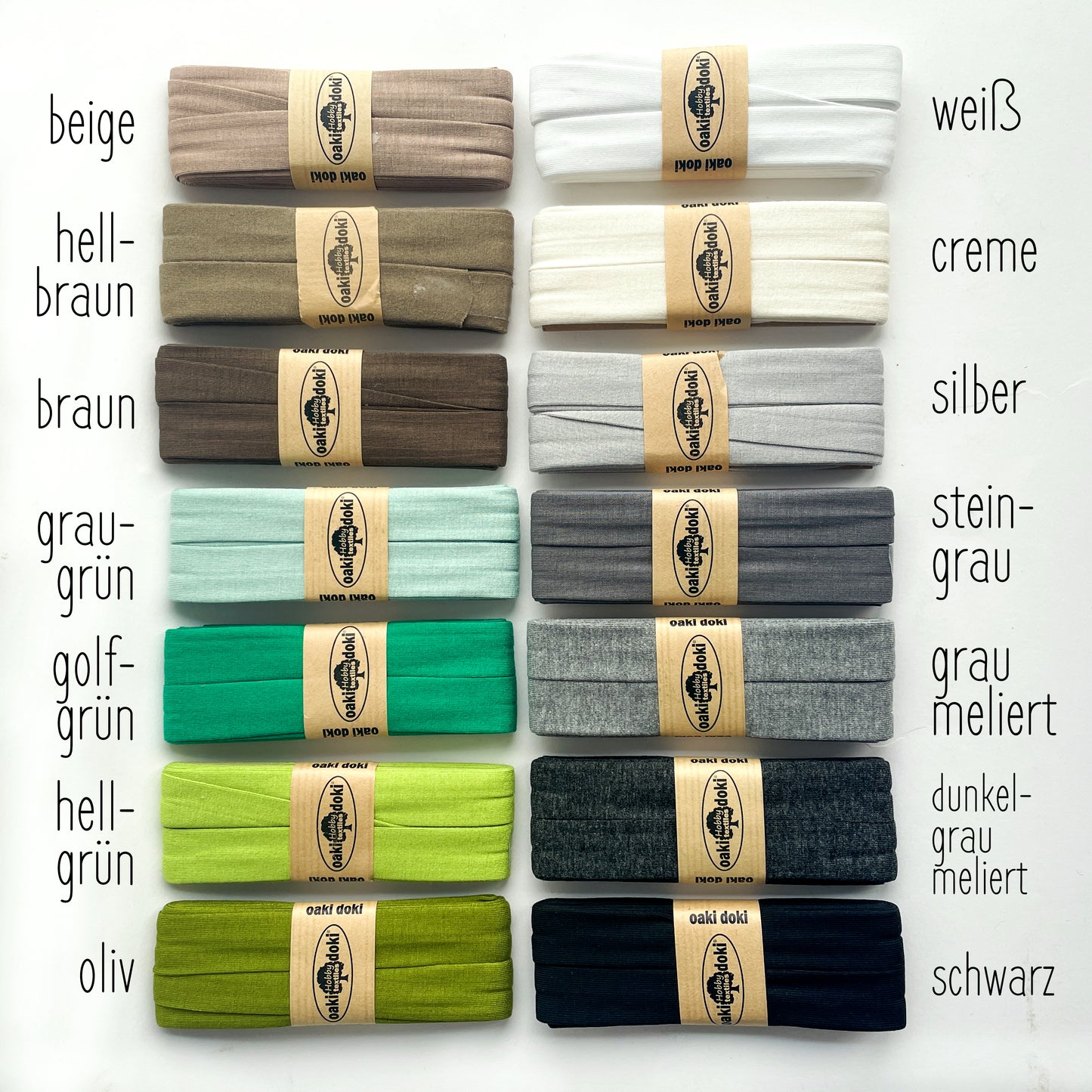 Jersey Schrägband creme gef. 40/20mm oaki doki