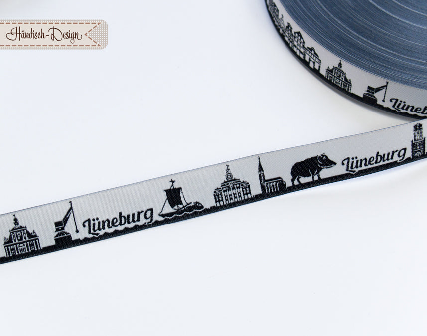 Lüneburg Skyline Webband schwarz/weiß