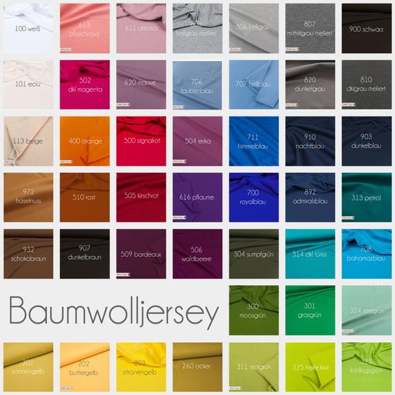 Übersichtsbild Farben mit Farbnummern von Jersey Uni Stoffalux artikel 1157