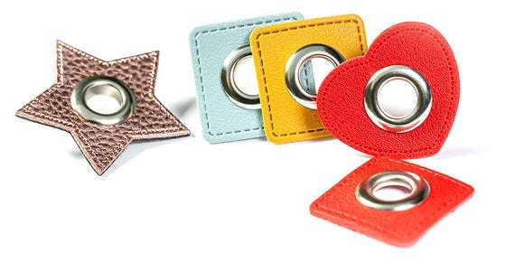 Ösen/Patches Lederimitat Herz flieder Veno