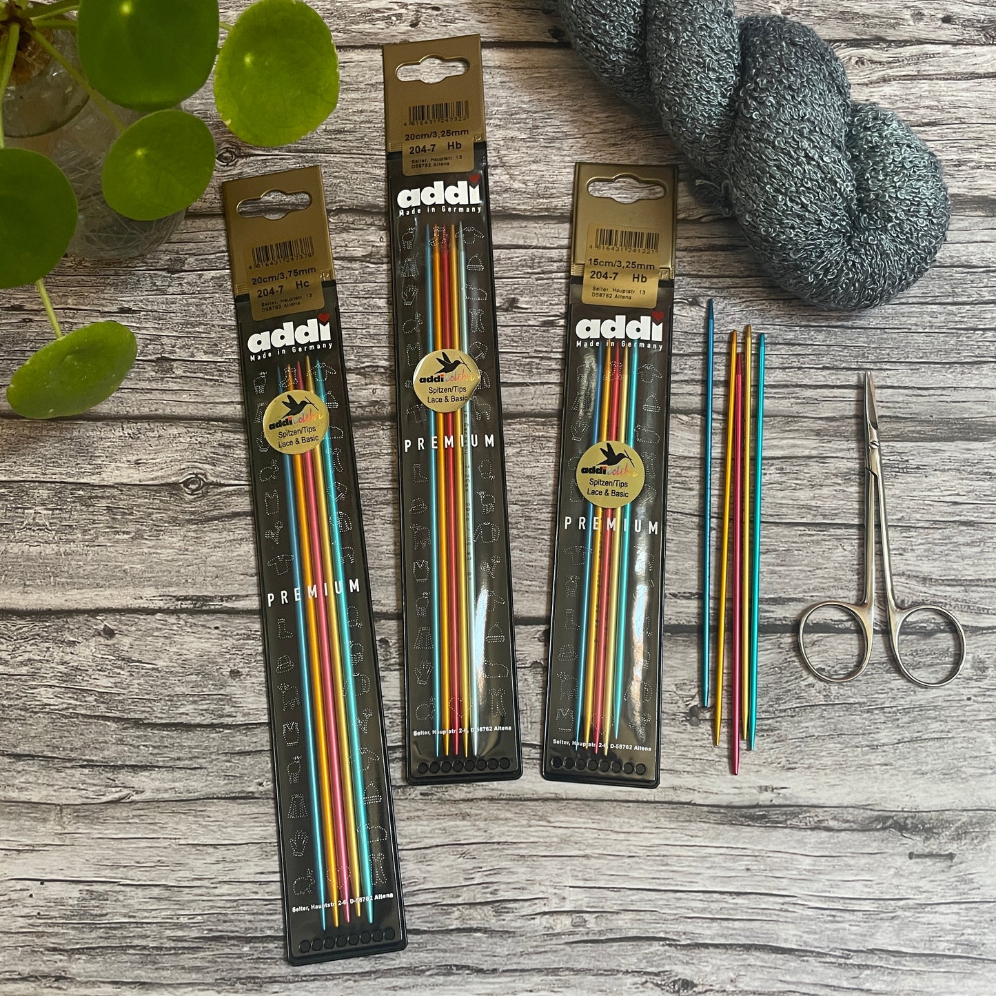 Nadelspiel „Colibri – Lace & Basic Spitzen" 3,25mm 15cm bunt addi Doppelspitzennadeln