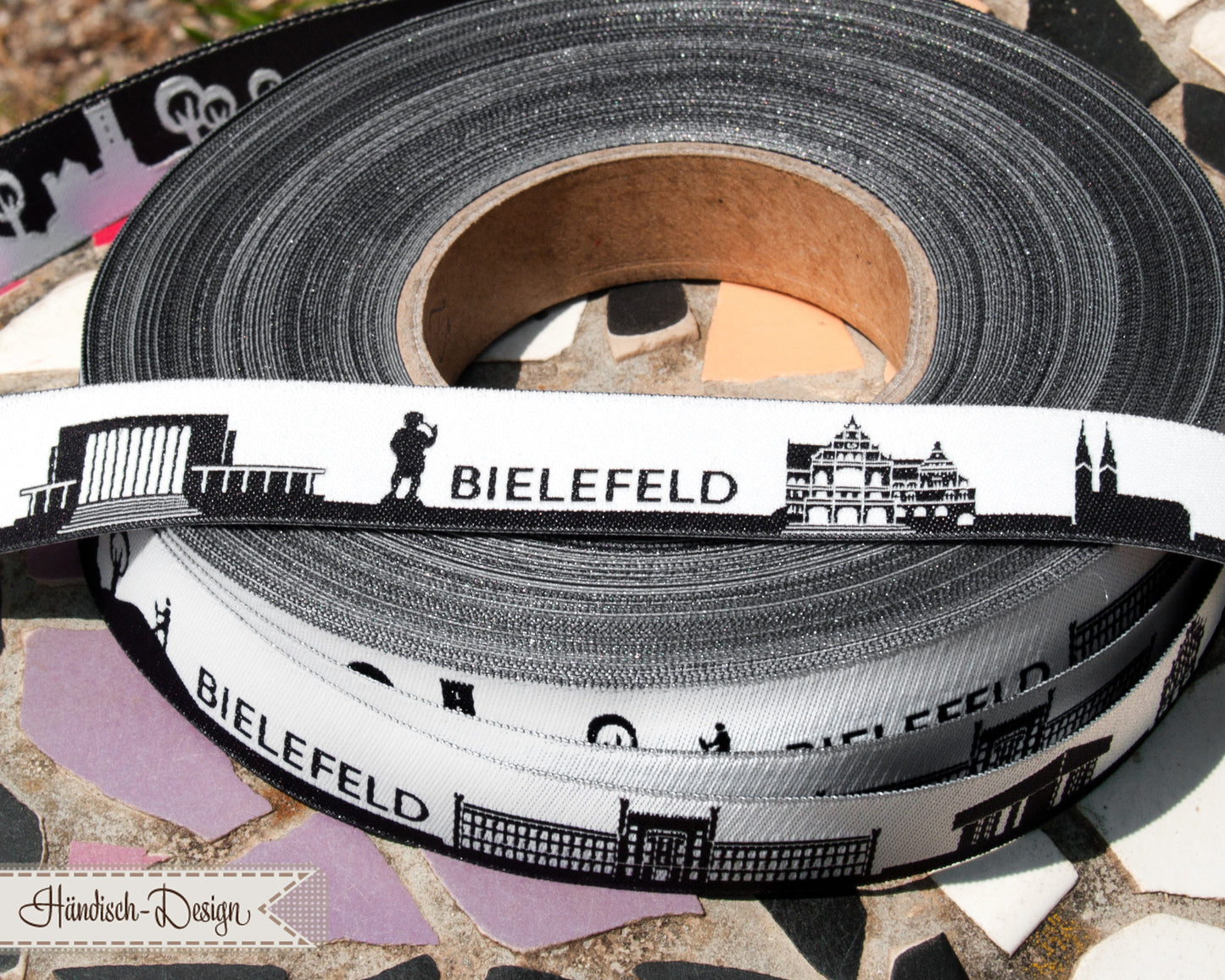 Bielefeld Skyline Webband schwarz/weiß