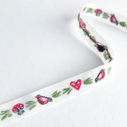 Webband Vogel + Herz + Fliegenpilz Westfalenstoffe