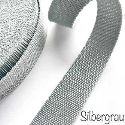 Gurtband 30mm silbergrau soft