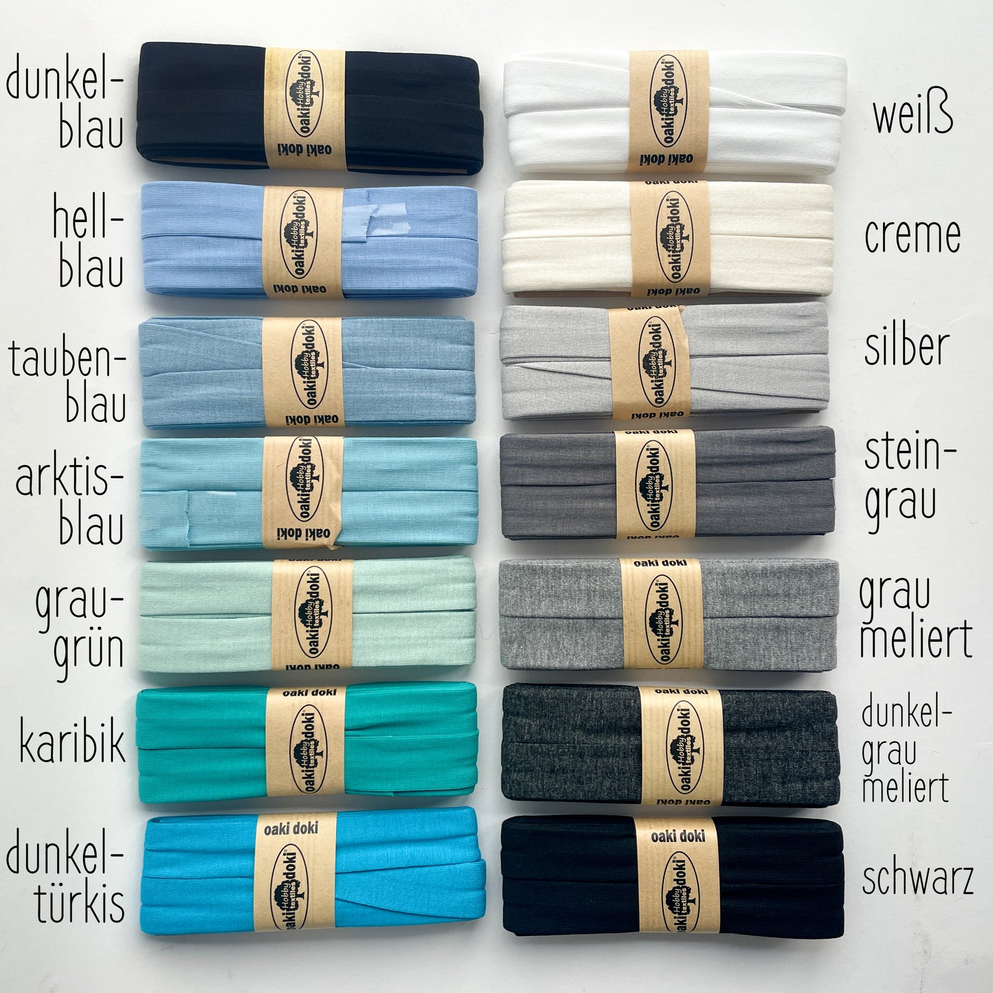 Jersey Schrägband Stretch gefaltet 40/20mm oaki doki