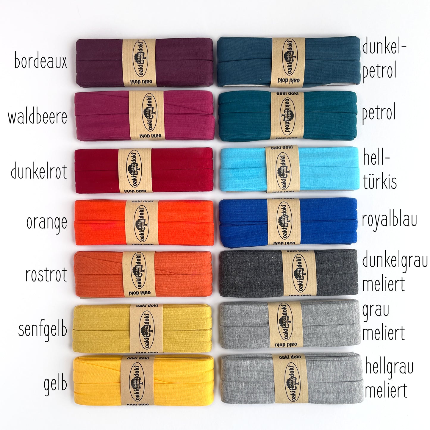 Jersey Schrägband Stretch gefaltet 40/20mm oaki doki