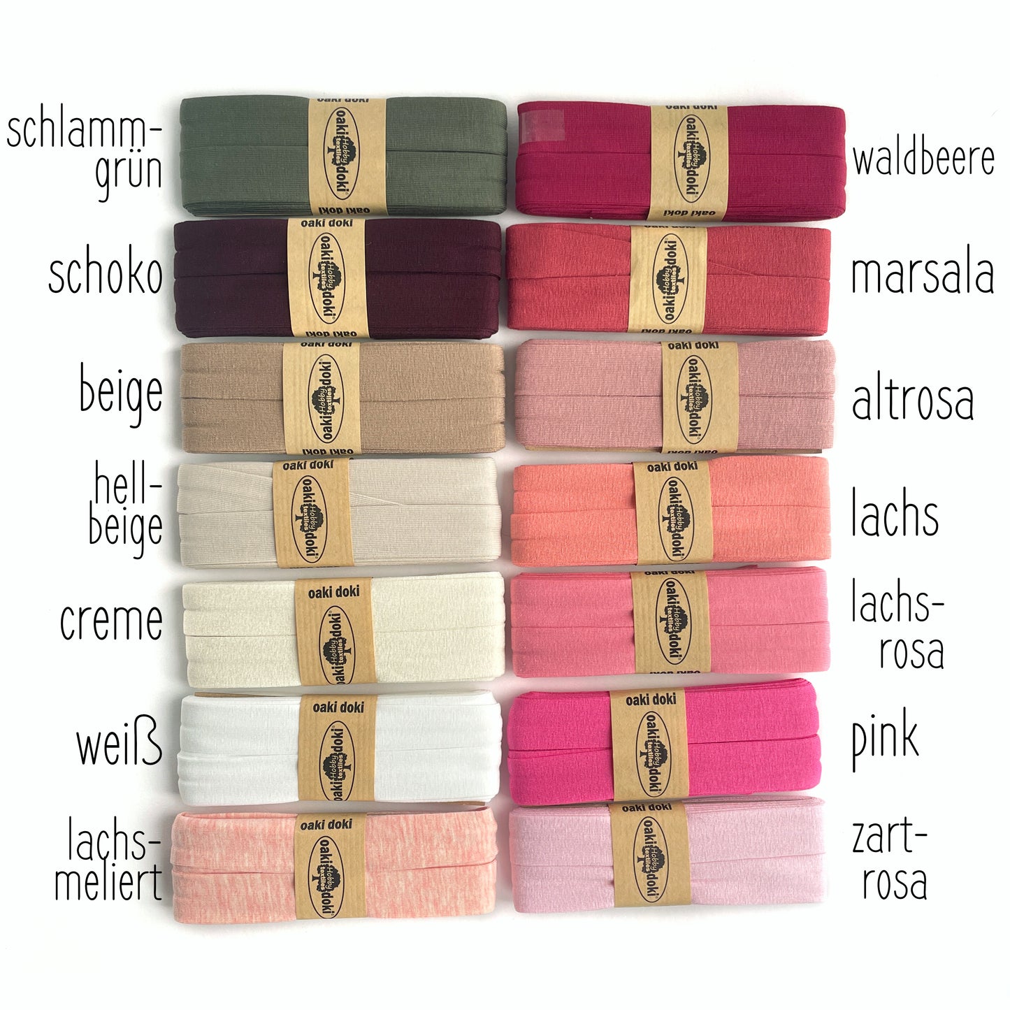 Jersey Schrägband Stretch gefaltet 40/20mm oaki doki