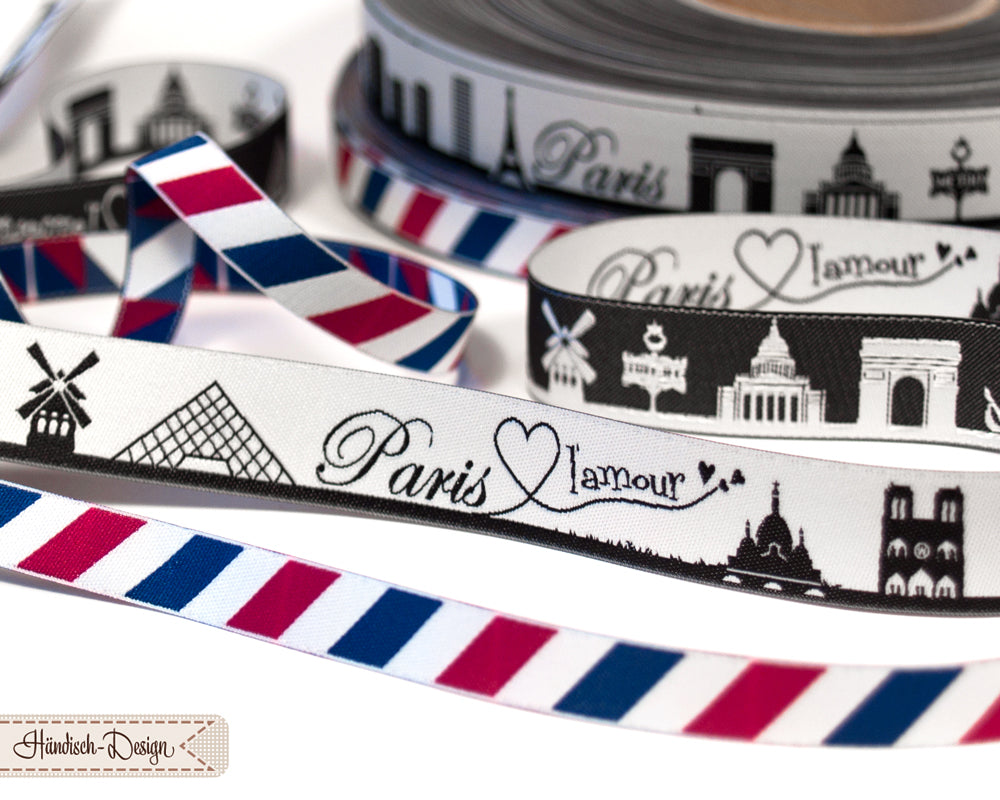 Webband Diagonal Luftpost/Frankreich rot/weiß/blau