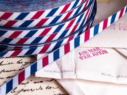 Webband Diagonal Luftpost/Frankreich rot/weiß/blau