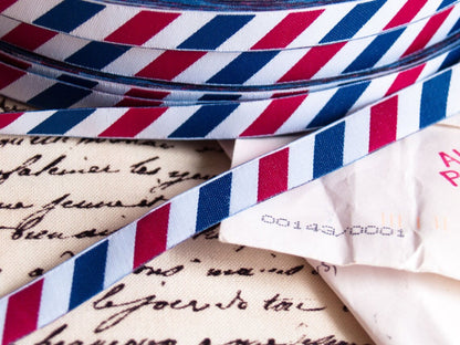 Webband Diagonal Luftpost/Frankreich rot/weiß/blau