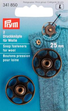 Annäh-Druckknöpfe für Wolle altmessing 25mm Prym