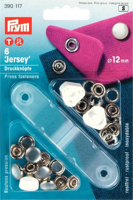 6 Jersey Druckknöpfe perlmutt 12mm Prym