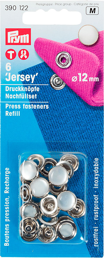 6 Jersey-Druckknöpfe Nachfüllset 12mm Perlmutt prym