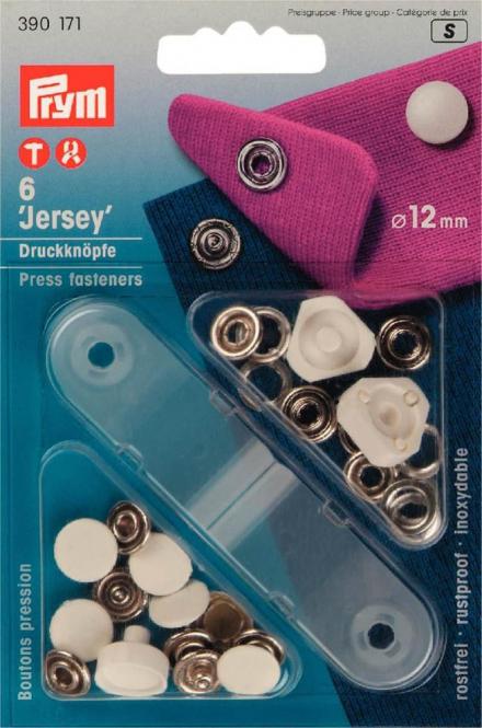 6 Jerseydruckknöpfe 12mm weiß Prym