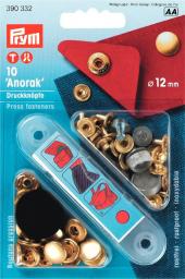 10 Anorak-Druckknöpfe gold 12mm Prym