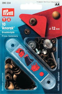 10 Anorak-Druckknöpfe messing 12mm Prym