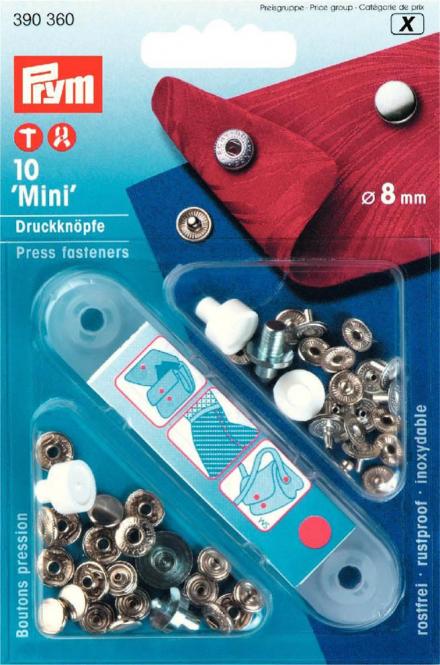 10 Mini-Druckknöpfe silber 8mm Prym