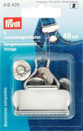 2 Latzhosengarnituren 40mm silber Prym