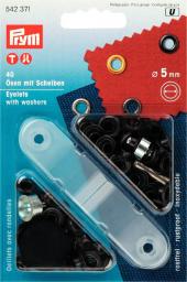 40 Ösen mit Scheiben 5mm brüniert schwarz Prym