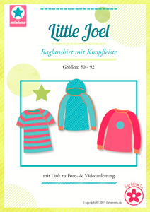 Papierschnittmuster „Little Joel – Raglanshirt mit Knopfleiste" mialuna / farbenmix