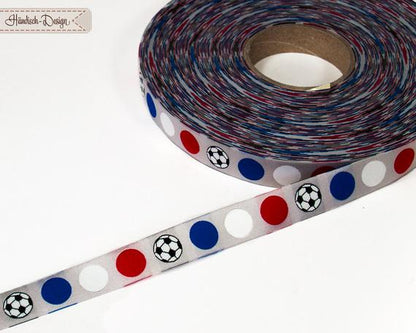 Webband Fußballpunkte Frankreich blau/weiß/rot auf grau