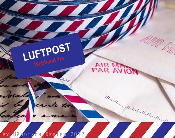 Webband Diagonal Luftpost/Frankreich rot/weiß/blau