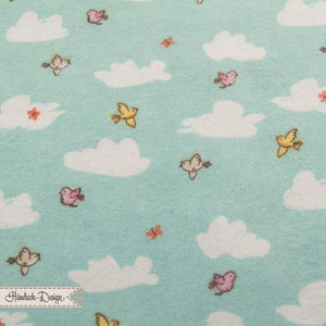 25cm Flanell „Playful Cuties" Vögel/Wolken hellblau 16,80€/m 3 Wishes Fabric