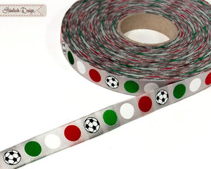 Webband Fußball Italien-Punkte grün/weiß/rot auf grau