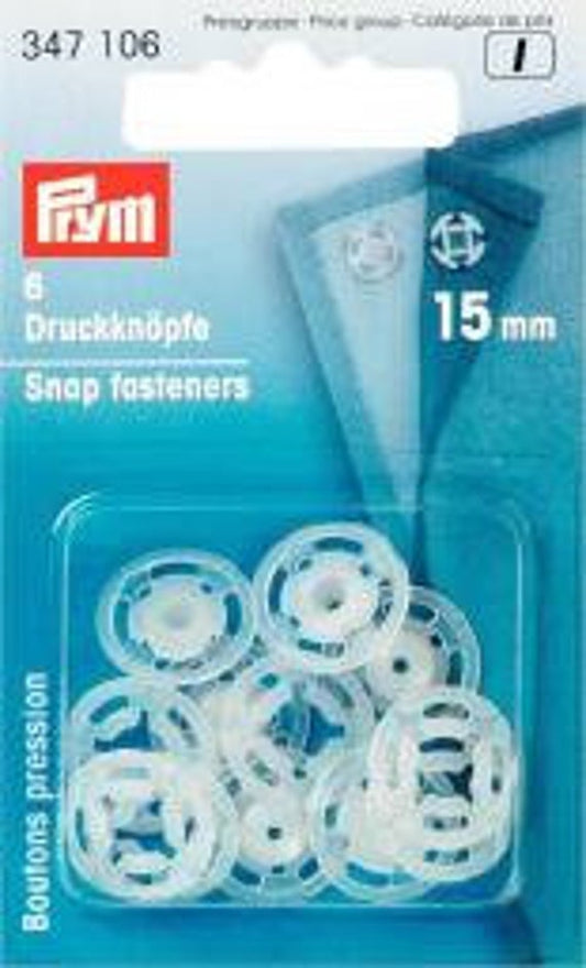 6 Druckknöpfe zum Annähen transparent 15mm Prym