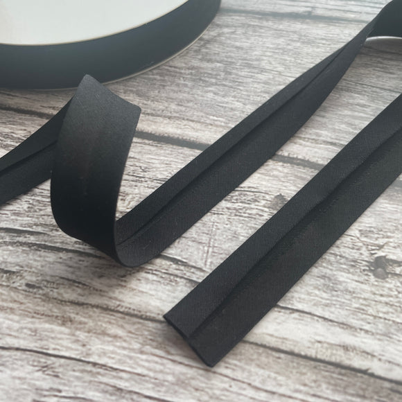 3m Baumwoll-Jersey Schrägband schwarz Stretch-Einfassband gef. 30/18mm